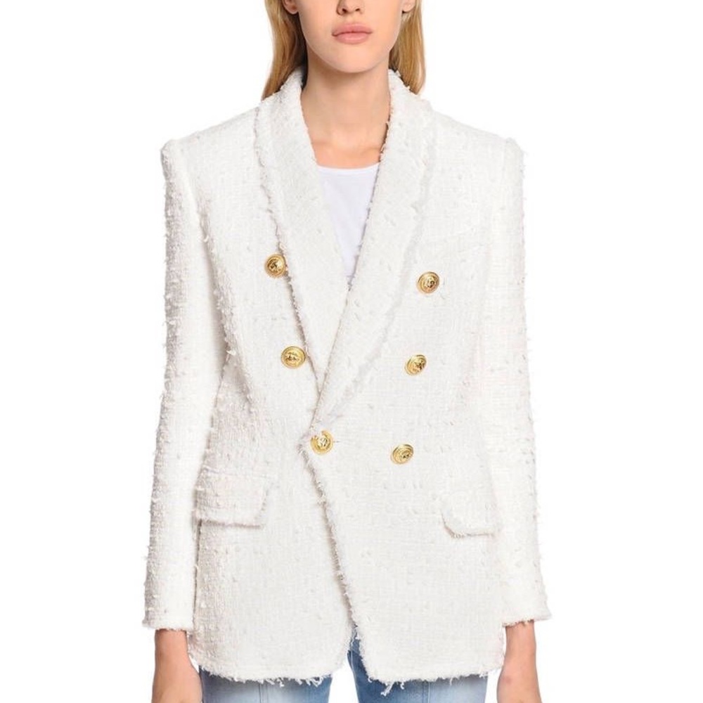 NWOT Balmain HTF White Boucle Classic Blazer SZ 34